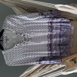 Crave Fame by Almost Famous White/ Blue Boho Blouse